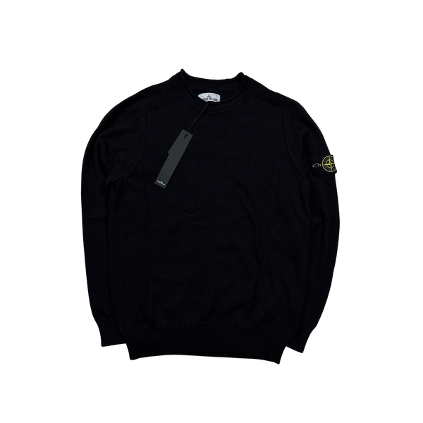 Stone Island 2023 Mock Neck Black Cotton Blend Pullover Jumper - Large
