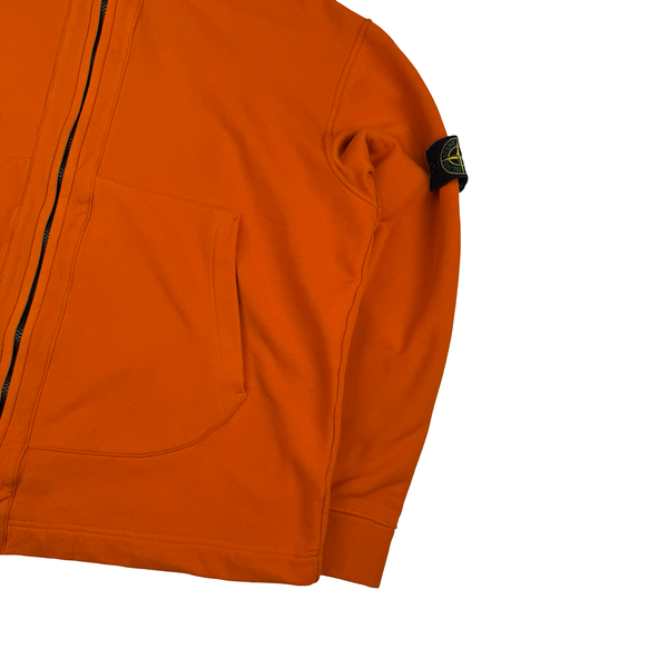 Stone Island 2003 Orange Stretch Cotton Fleece Zip Jumper - XL
