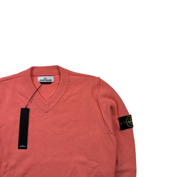 Stone Island 2022 Pink V Neck Knitted Jumper - Large