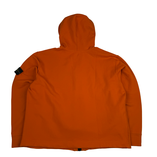 Stone Island 2003 Orange Stretch Cotton Fleece Zip Jumper - XL