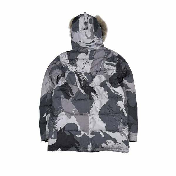 Canada Goose Grey Camo Premium Down Carson Coyote Fur Parka Jacket - Large