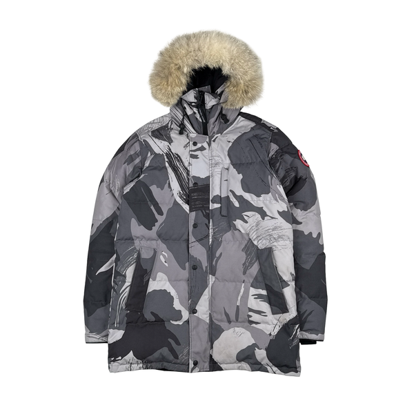 Canada Goose Grey Camo Premium Down Carson Coyote Fur Parka Jacket - Large