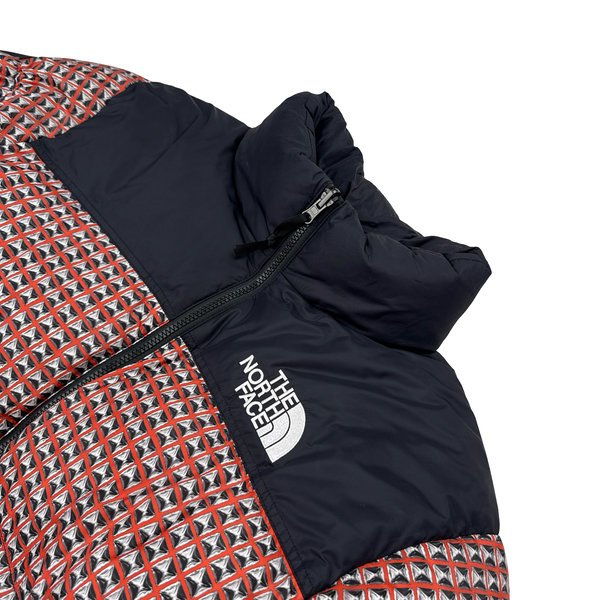 North Face X Supreme 2021 Red Studded Nupste 700 Down Filled Puffer Jacket - Medium