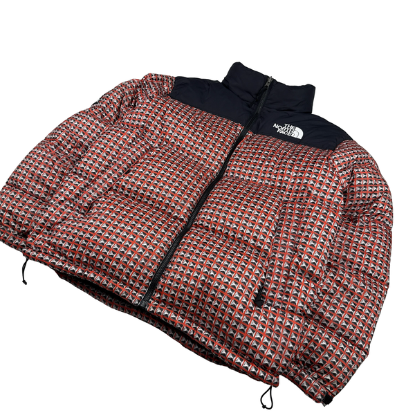 North Face X Supreme 2021 Red Studded Nupste 700 Down Filled Puffer Jacket - Medium
