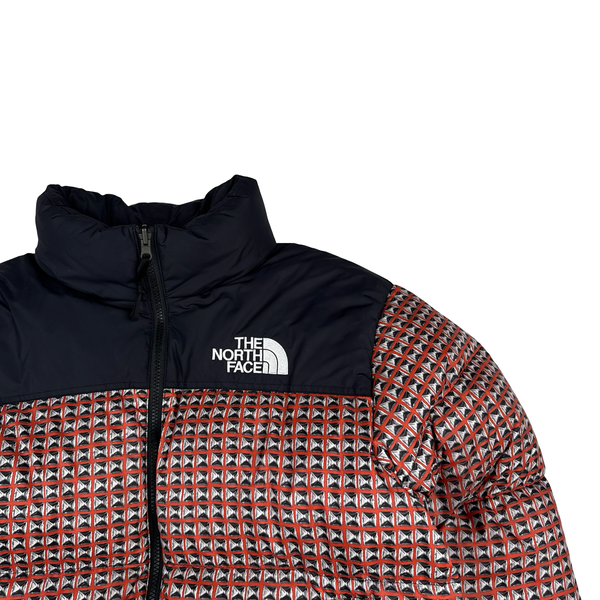 North Face X Supreme 2021 Red Studded Nupste 700 Down Filled Puffer Jacket - Medium