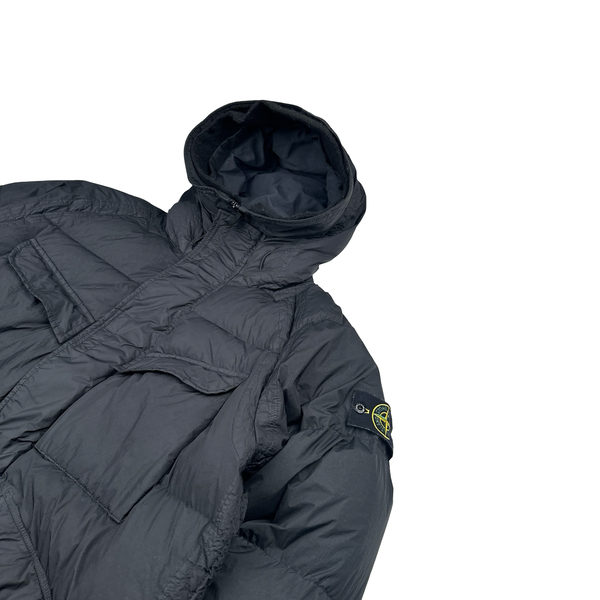Stone Island 2022 Black Garment Dyed Crinkle Reps R-NY Down TC Puffer - Large