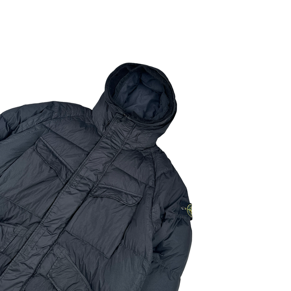 Stone Island 2022 Black Garment Dyed Crinkle Reps R-NY Down TC Puffer - Large