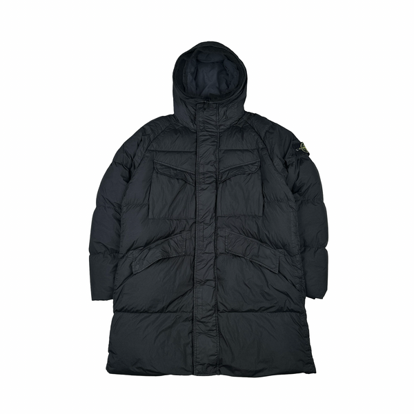 Stone Island 2022 Black Garment Dyed Crinkle Reps R-NY Down TC Puffer - Large