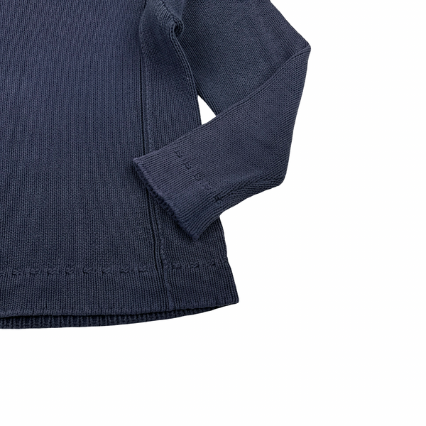 Stone Island Vintage 2001 Navy Heavyweight Cotton Knit Pullover - XL