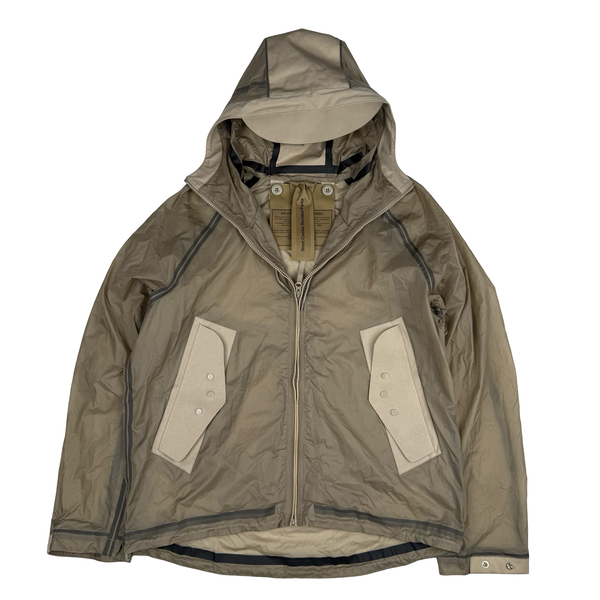 Ten C Beige Transparent Lightweight Short Combo Bonded Parka Jacket - Large (50)