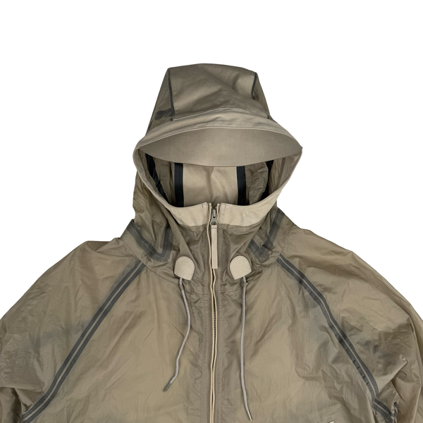 Ten C Beige Transparent Lightweight Short Combo Bonded Parka Jacket - Large (50)