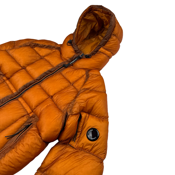 CP Company Orange Down Filled DD Shell Lens Viewer Puffer Jacket - Large