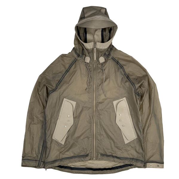Ten C Beige Transparent Lightweight Short Combo Bonded Parka Jacket - Large (50)