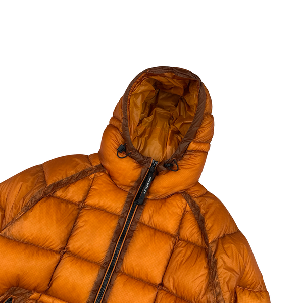 CP Company Orange Down Filled DD Shell Lens Viewer Puffer Jacket - Large
