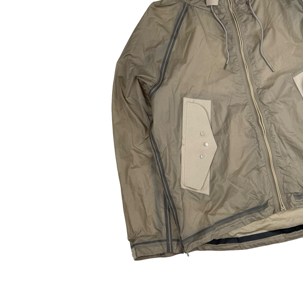 Ten C Beige Transparent Lightweight Short Combo Bonded Parka Jacket - Large (50)