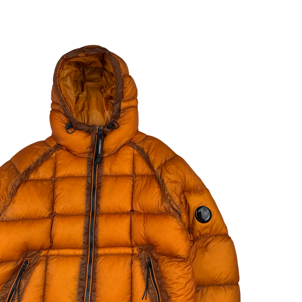 CP Company Orange Down Filled DD Shell Lens Viewer Puffer Jacket - Large