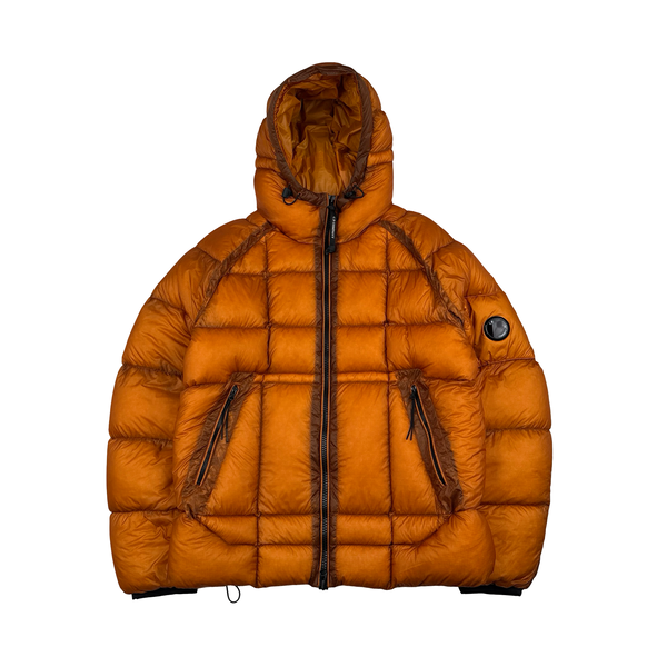 CP Company Orange Down Filled DD Shell Lens Viewer Puffer Jacket - Large
