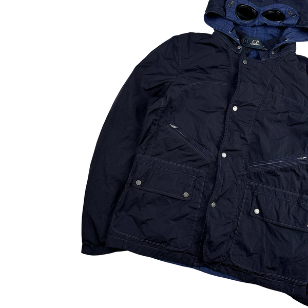 CP Company Jaeger LeCoultre Reversible Navy/Checked Goggle Jacket - Large