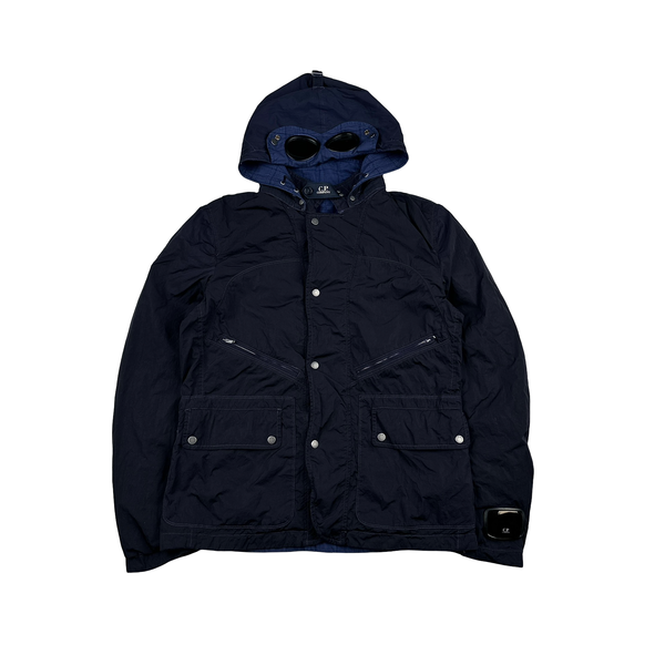 CP Company Jaeger LeCoultre Reversible Navy/Checked Goggle Jacket - Large