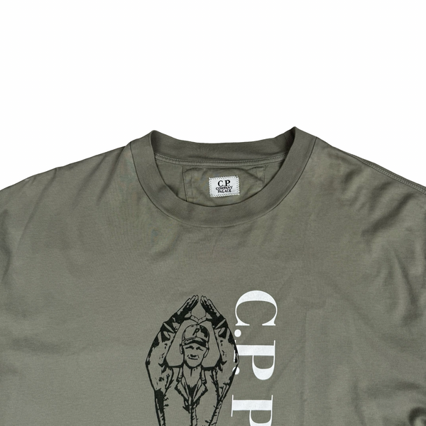 CP Company X Palace Sage Cotton Graphic Chester Perry T-Shirt - Large