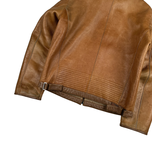 Hugo Boss Leather Brown Bomber Jacket - Medium