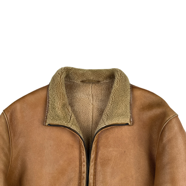 Hugo Boss Leather Brown Bomber Jacket - Medium