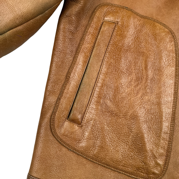 Hugo Boss Leather Brown Bomber Jacket - Medium