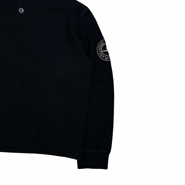 Stone Island Vintage Black Rib Knit Compass Jumper - XL