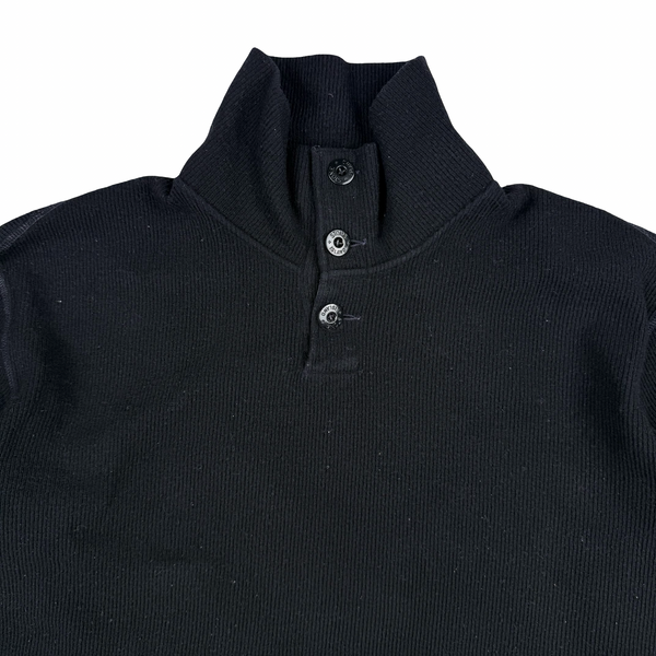 Stone Island Vintage Black Rib Knit Compass Jumper - XL