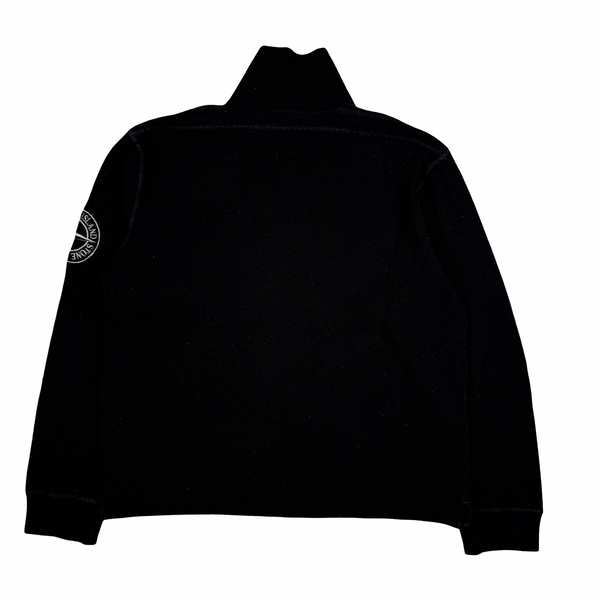 Stone Island Vintage Black Rib Knit Compass Jumper - XL
