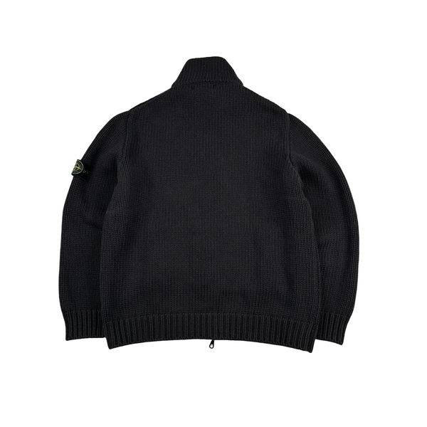 Stone Island 2003 Cotton Heavyweight Knit Zip Up High Neck Jumper - XL