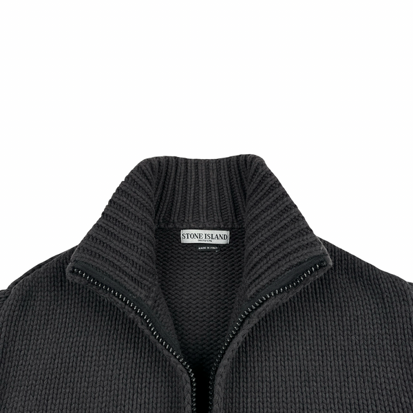Stone Island 2003 Cotton Heavyweight Knit Zip Up High Neck Jumper - XL