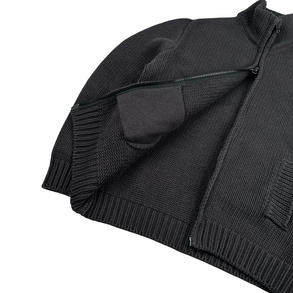 Stone Island 2003 Cotton Heavyweight Knit Zip Up High Neck Jumper - XL