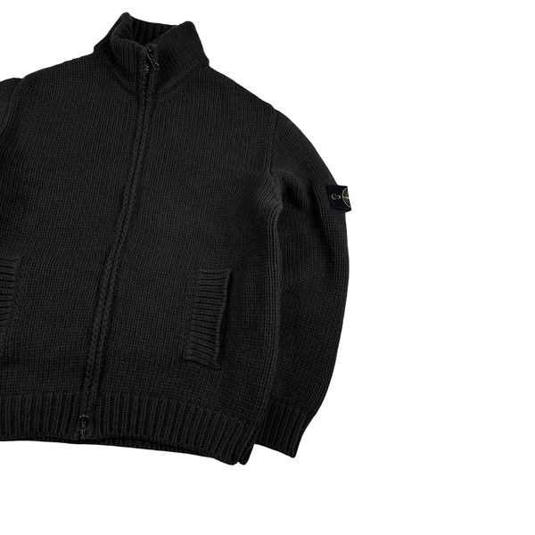 Stone Island 2003 Cotton Heavyweight Knit Zip Up High Neck Jumper - XL