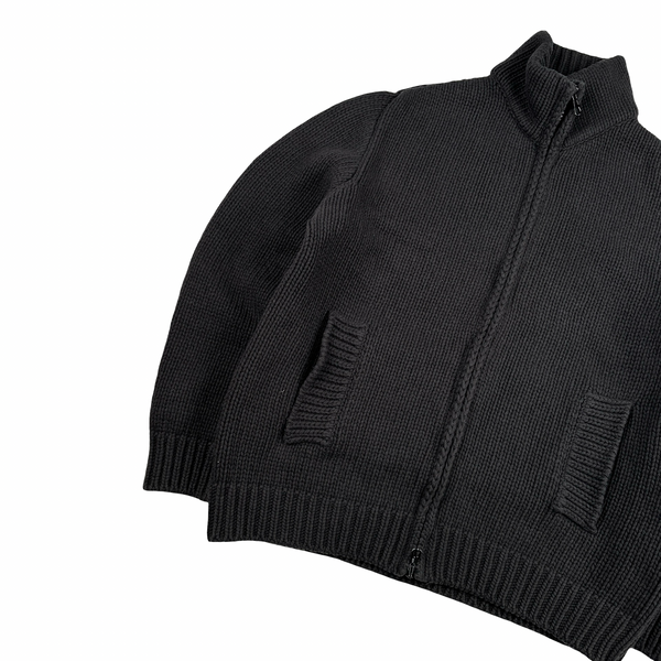 Stone Island 2003 Cotton Heavyweight Knit Zip Up High Neck Jumper - XL