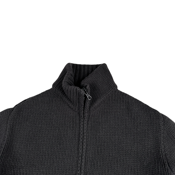 Stone Island 2003 Cotton Heavyweight Knit Zip Up High Neck Jumper - XL