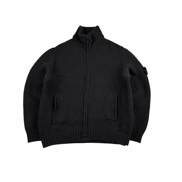 Stone Island 2003 Cotton Heavyweight Knit Zip Up High Neck Jumper - XL