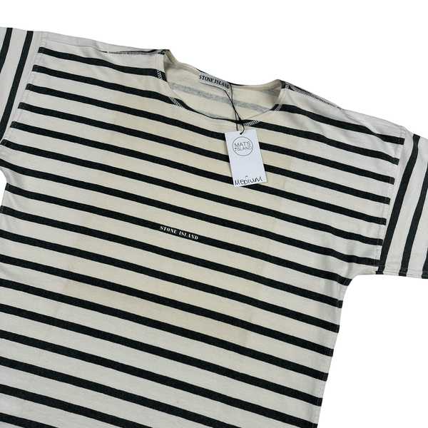 Stone Island Vintage 1990 Cotton Blue Striped T Shirt - Medium Stone Island Vintage 1990 Cotton Blue Striped T Shirt - Medium
