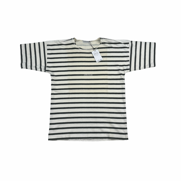 Stone Island Vintage 1990 Cotton Blue Striped T Shirt - Medium Stone Island Vintage 1990 Cotton Blue Striped T Shirt - Medium