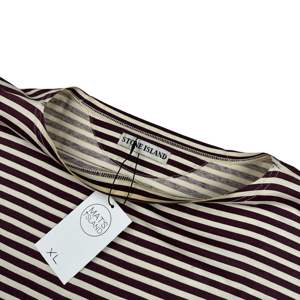 Stone Island Vintage 1987 Cotton Red Striped T Shirt - XL