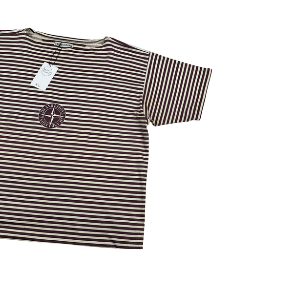 Stone Island Vintage 1987 Cotton Red Striped T Shirt - XL