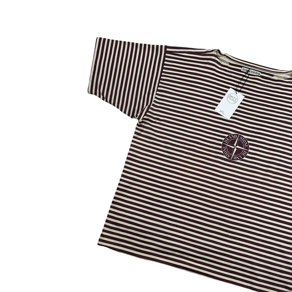Stone Island Vintage 1987 Cotton Red Striped T Shirt - XL