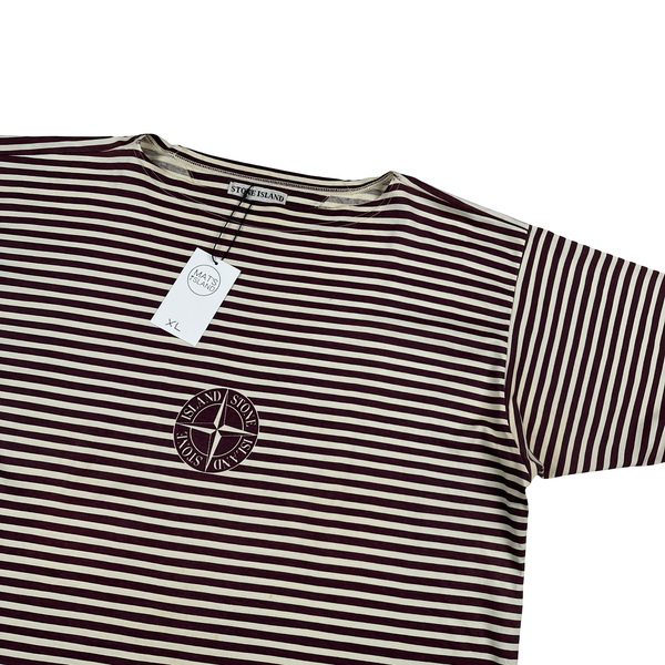 Stone Island Vintage 1987 Cotton Red Striped T Shirt - XL
