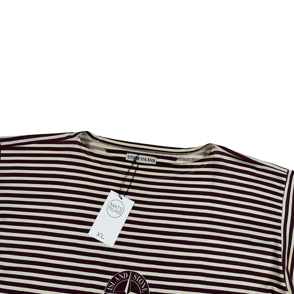Stone Island Vintage 1987 Cotton Red Striped T Shirt - XL