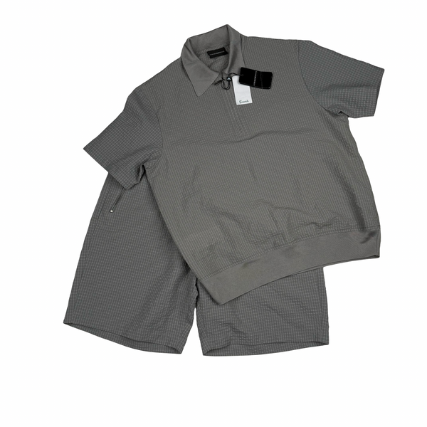 Emporio Armani Textured Seersucker Knit Collar Lux Resort Set - Medium