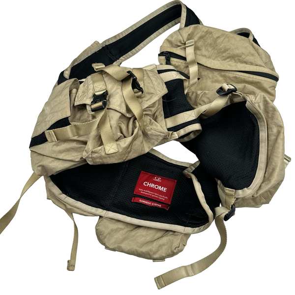 CP Company Metropolis Beige Chrome Nylon Utility Vest Backpack