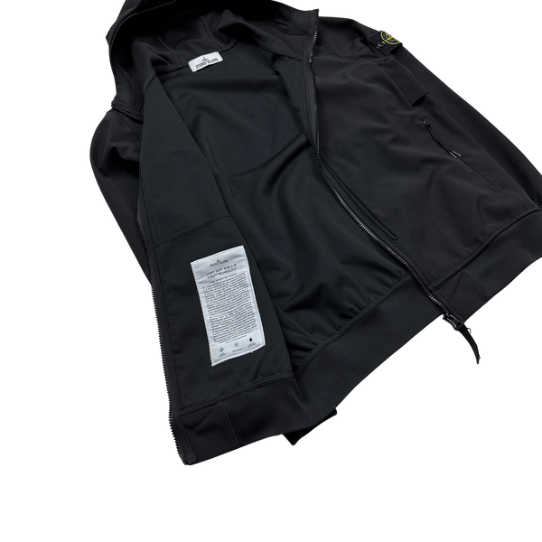 Stone Island Black Soft Shell R E Dye Tech Jacket - Small