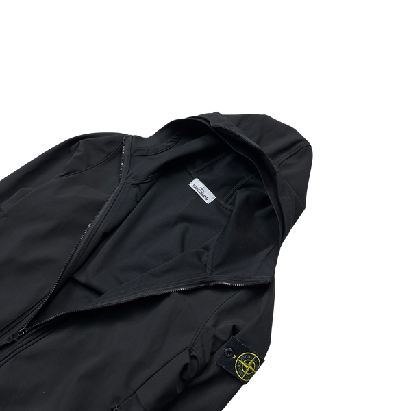 Stone Island Black Soft Shell R E Dye Tech Jacket - Small