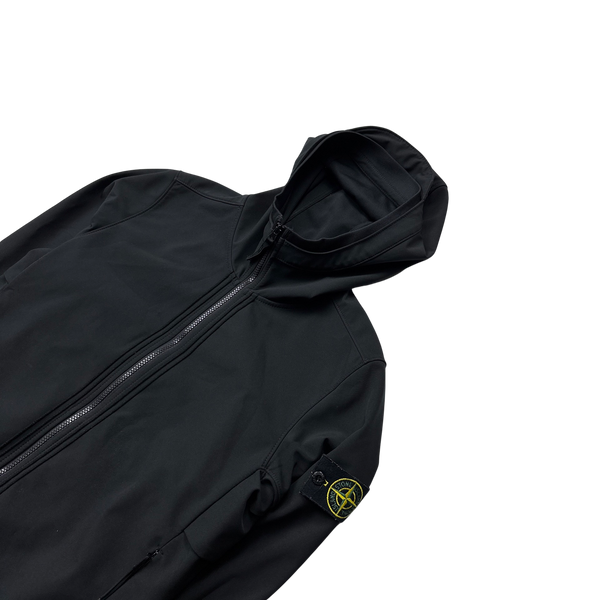 Stone Island Black Soft Shell R E Dye Tech Jacket - Small