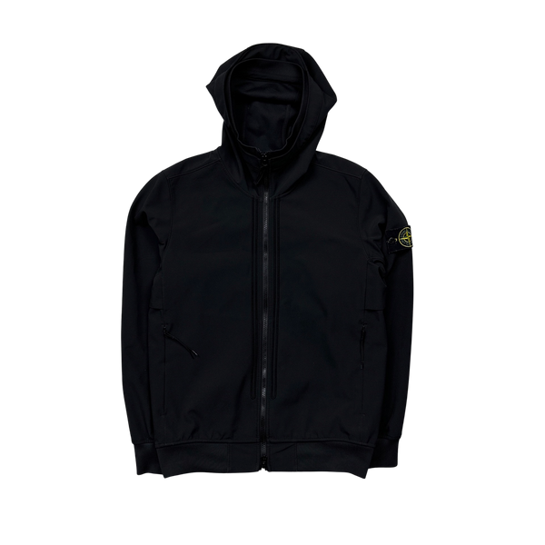 Stone Island Black Soft Shell R E Dye Tech Jacket - Small